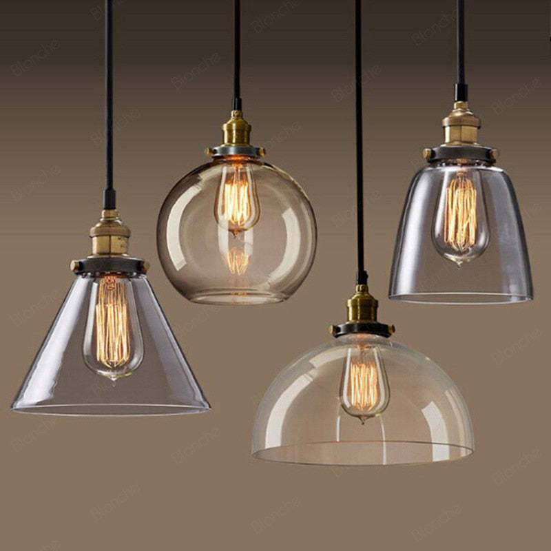Levy Industriële Glazen Hanglamp Helder/Amber/Rookgrijs Woonkamer/Slaapkamer