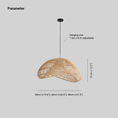 Muto Design LED Hanglamp Metaal/Rattan Hout Slaap/Woon/Eetkamer