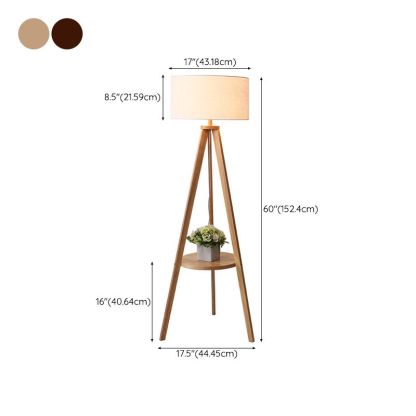 Ozawa Vintage Design Vloerlamp Triangle Hout/Stof Walnoot Beige Woonkamer
