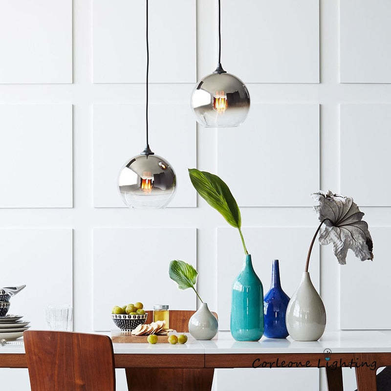 Levy Modern Sferisch Hanglampen Goud Zilver Glass Woonkamer
