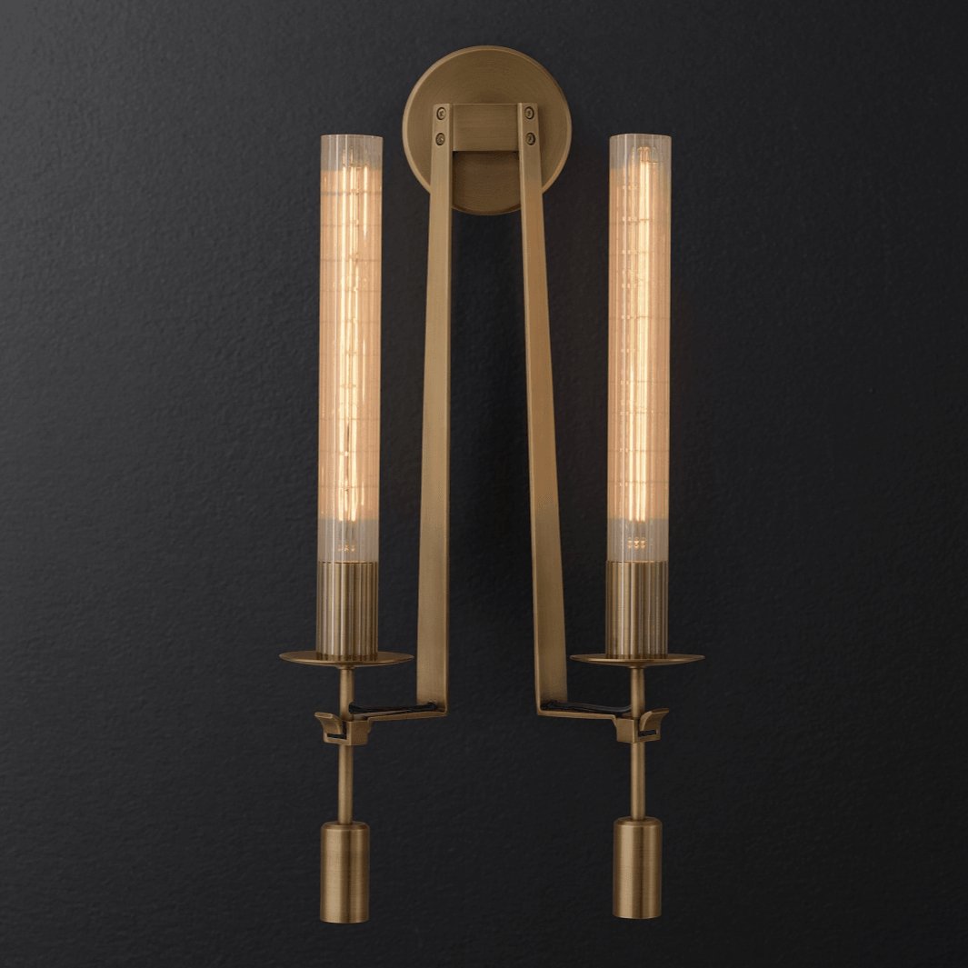 Alessio Minimalism Brass Metal Glass Wall Lamp Bedroom Living Room