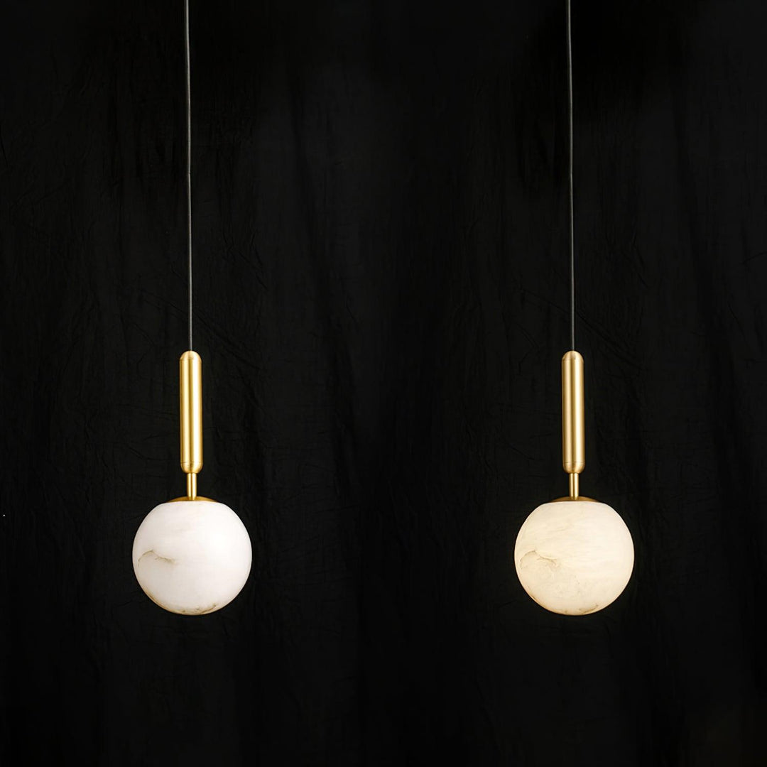 Jade Sphere Design Modern Decor Alabaster Metal Pendant Light Bedroom