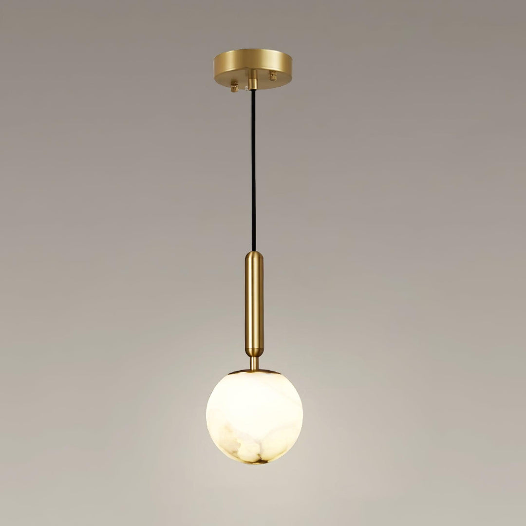 Jade Sphere Design Modern Decor Alabaster Metal Pendant Light Bedroom