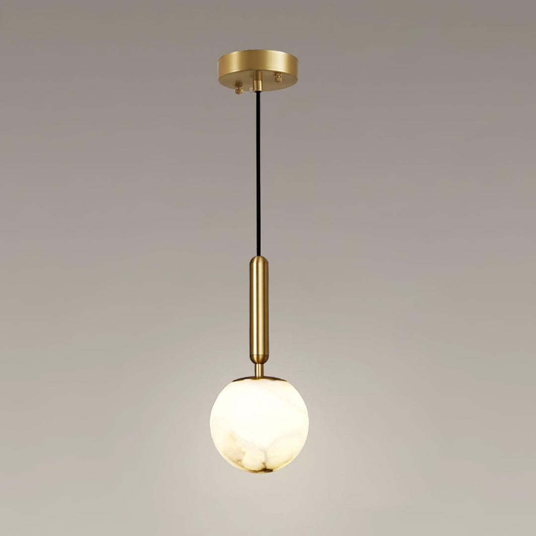 Jade Sphere Design Modern Decor Alabaster Metal Pendant Light Bedroom