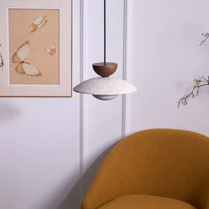 Zaid Modern Round Travertine Pendant Light Shades Dining Room