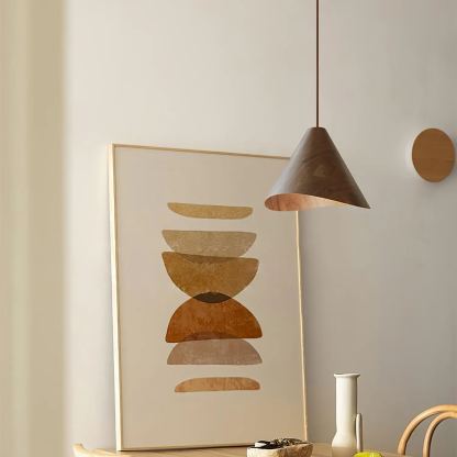 Muto Modern Conica Wood Pendant Light Dining Room Kitchen Island