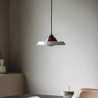 Valentina Vintage Round Wood Metal Pendant Light Dining Room