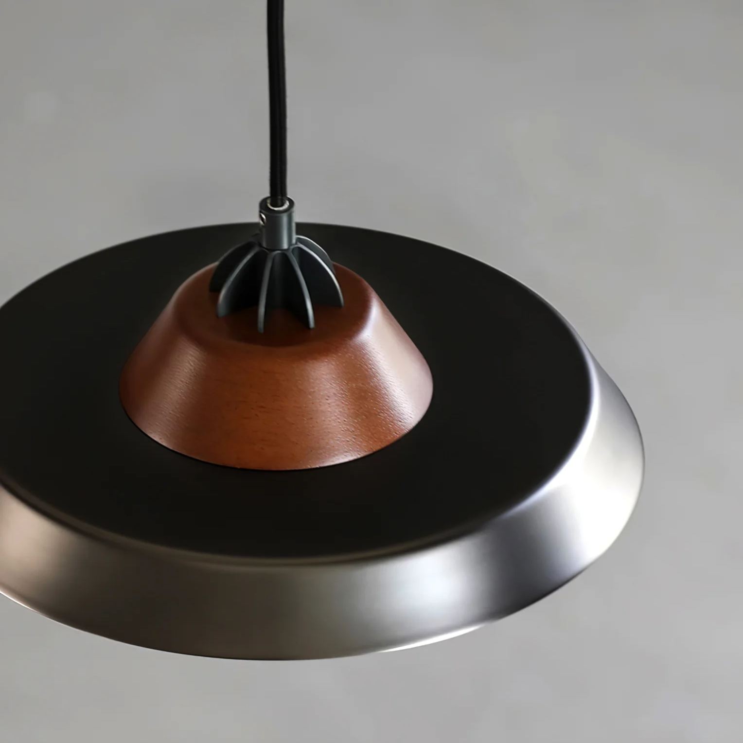 Valentina Vintage Round Wood Metal Pendant Light Dining Room
