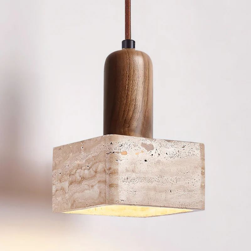Zaid Minimalism Travertine Wood Pendant Lamp Bedroom Dining Room