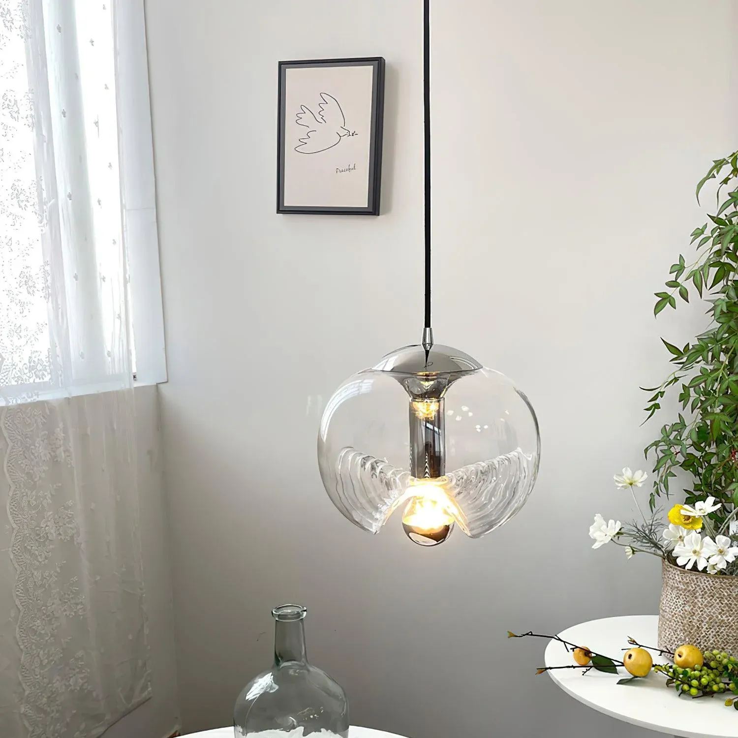 Hailie Modern Round Glass Hanging Pendant Light Shades Dining Room