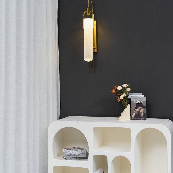 Alessio Minimalism Black Copper Plating Metal Glass Wall Lamp Bedroom Living Room