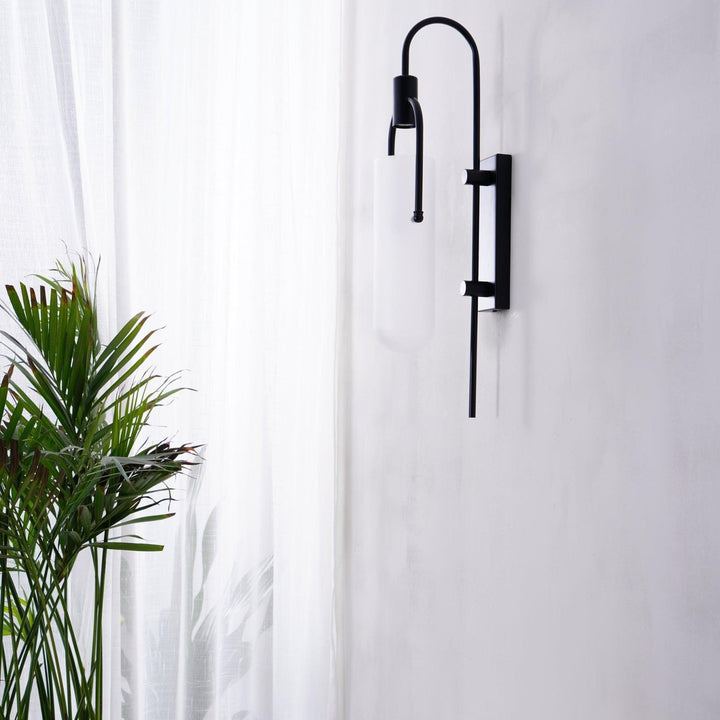 Alessio Minimalism Black Copper Plating Metal Glass Wall Lamp Bedroom Living Room