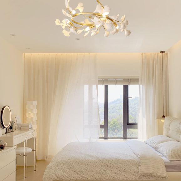 Olivia Gingko Brass Ceramics Ceiling Lamp Bedroom  Dining Room