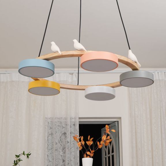 Morandi Modern Metal Wood Resin Acrylic Chandelier Dining Room Bedroom