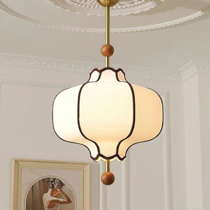 Ozawa Vintage Metal Wood Fabric Pendant Light Dining Room Bedroom