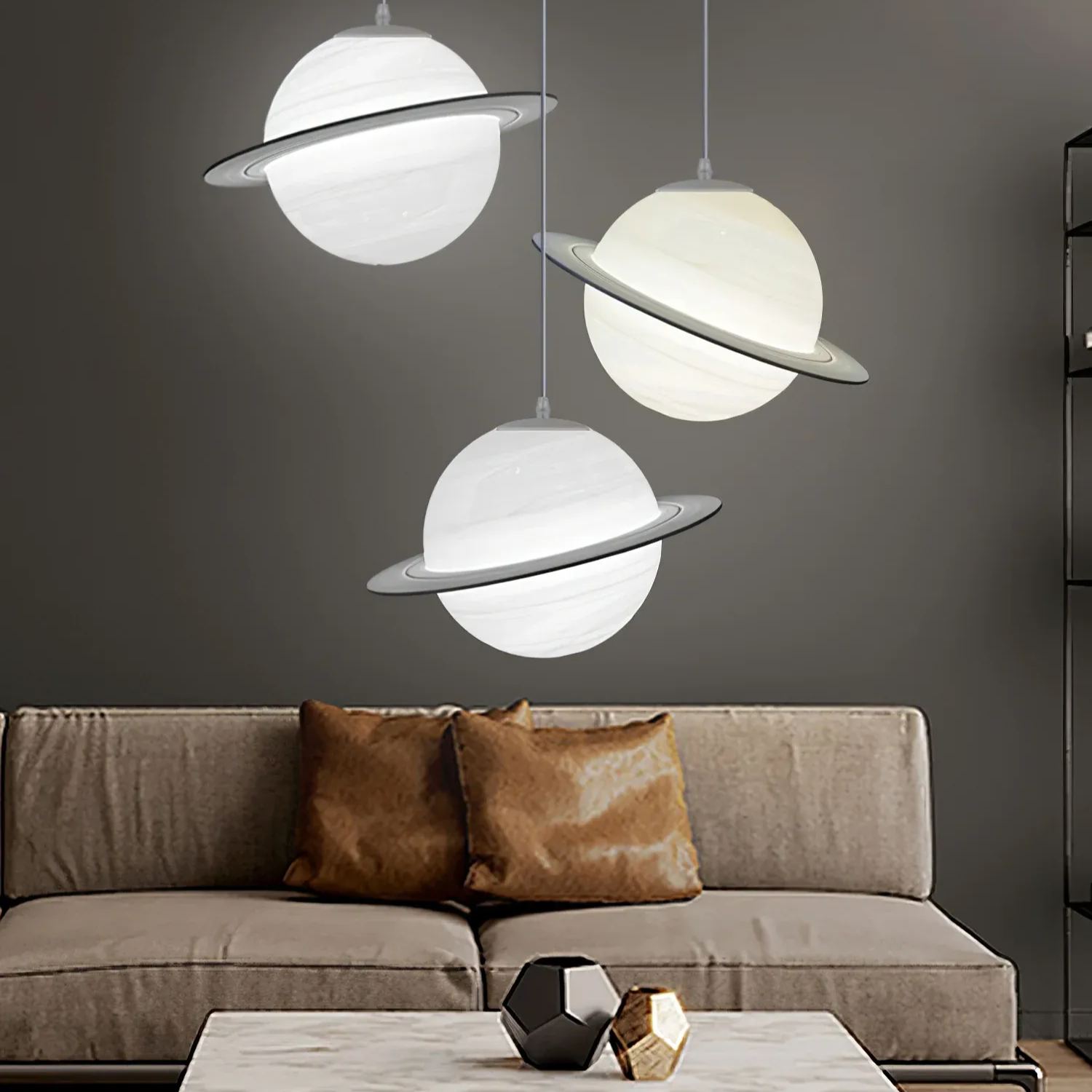 Hailie Modern Jupiter Round Pendant Light Shades Bedroom