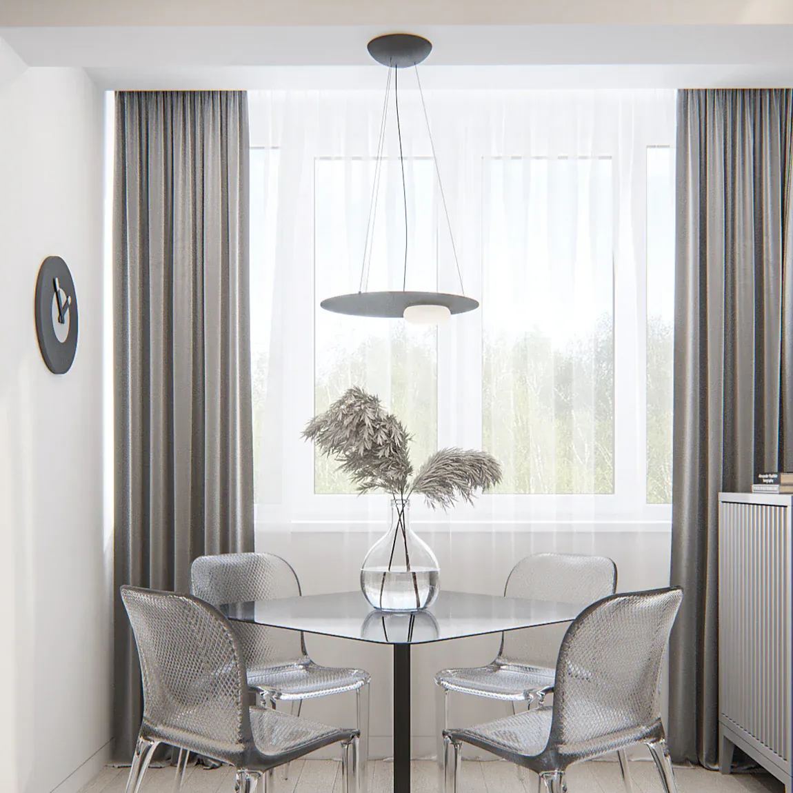 Hailie Modern Round Metal Acrylic Pendant Light Bedroom Dining Room