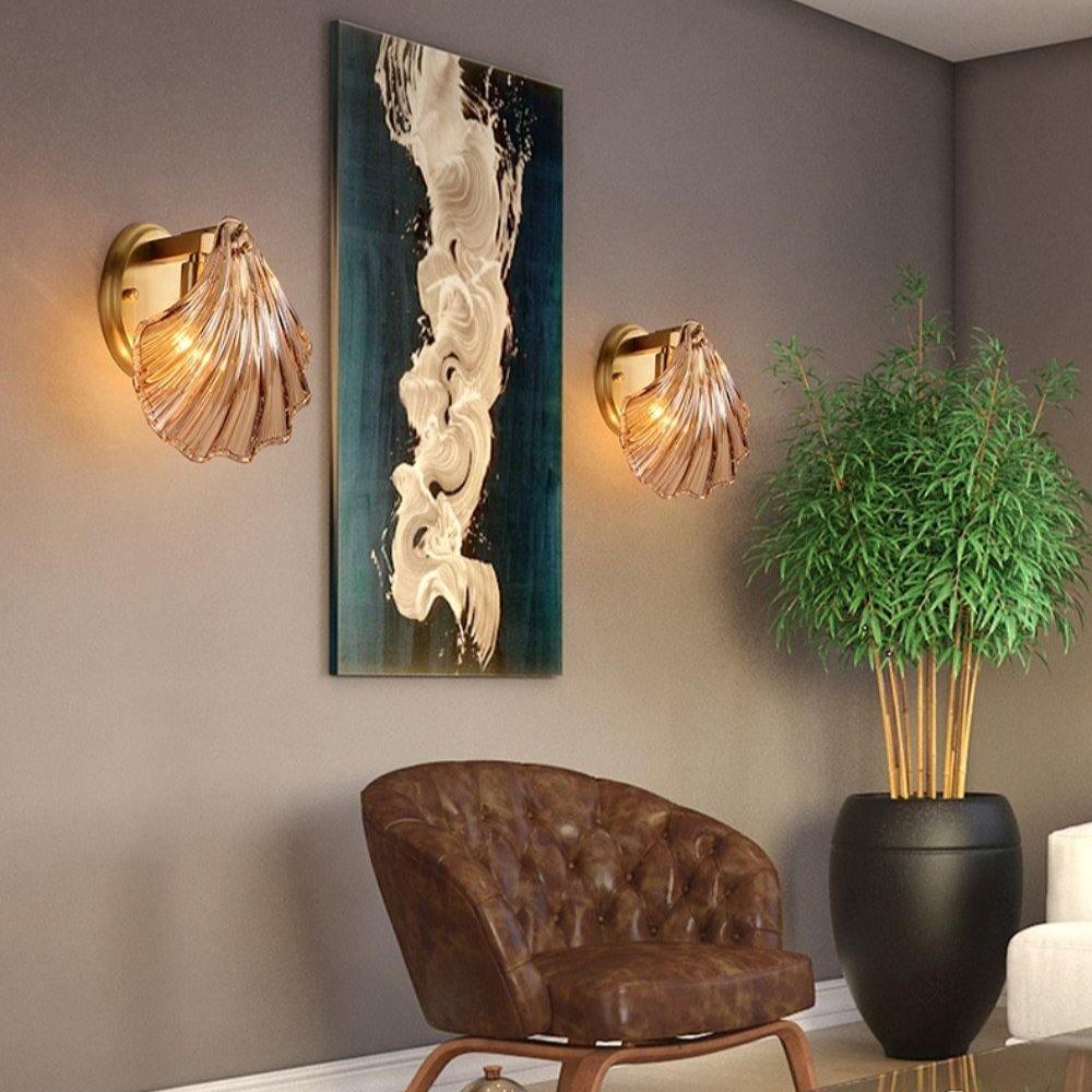 Orr Modern Unusual Shell Glass Wall Light Bedroom Living Room