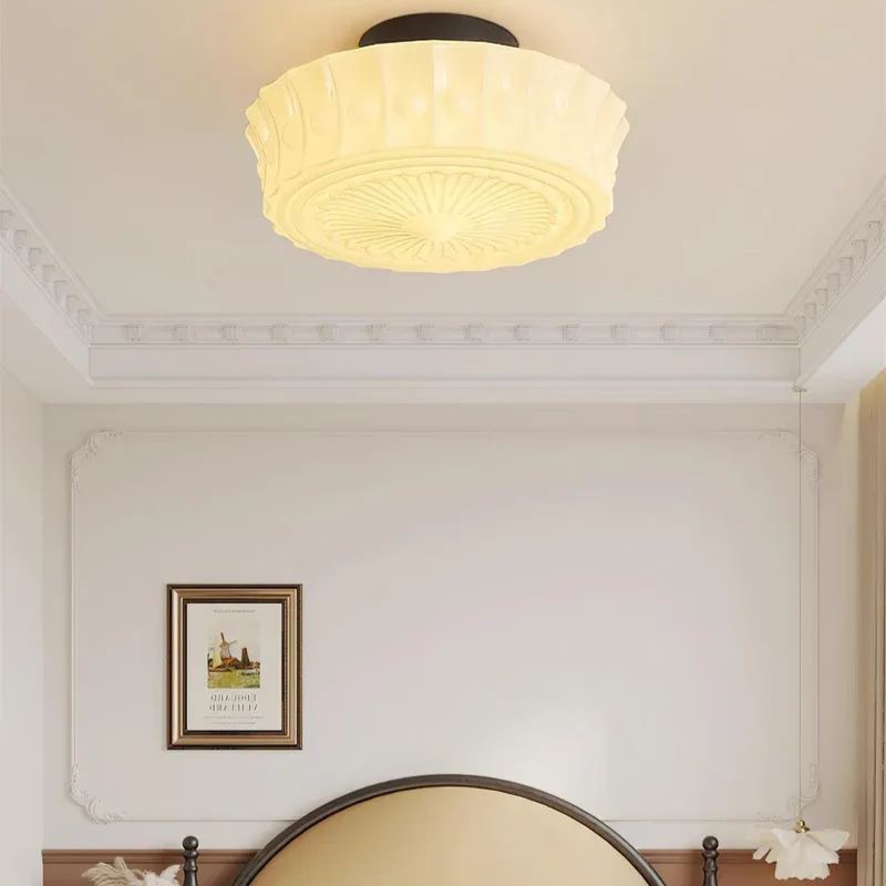 Quinn Nordic Beige Ceramic White Ceiling Light Bedroom Dining Room