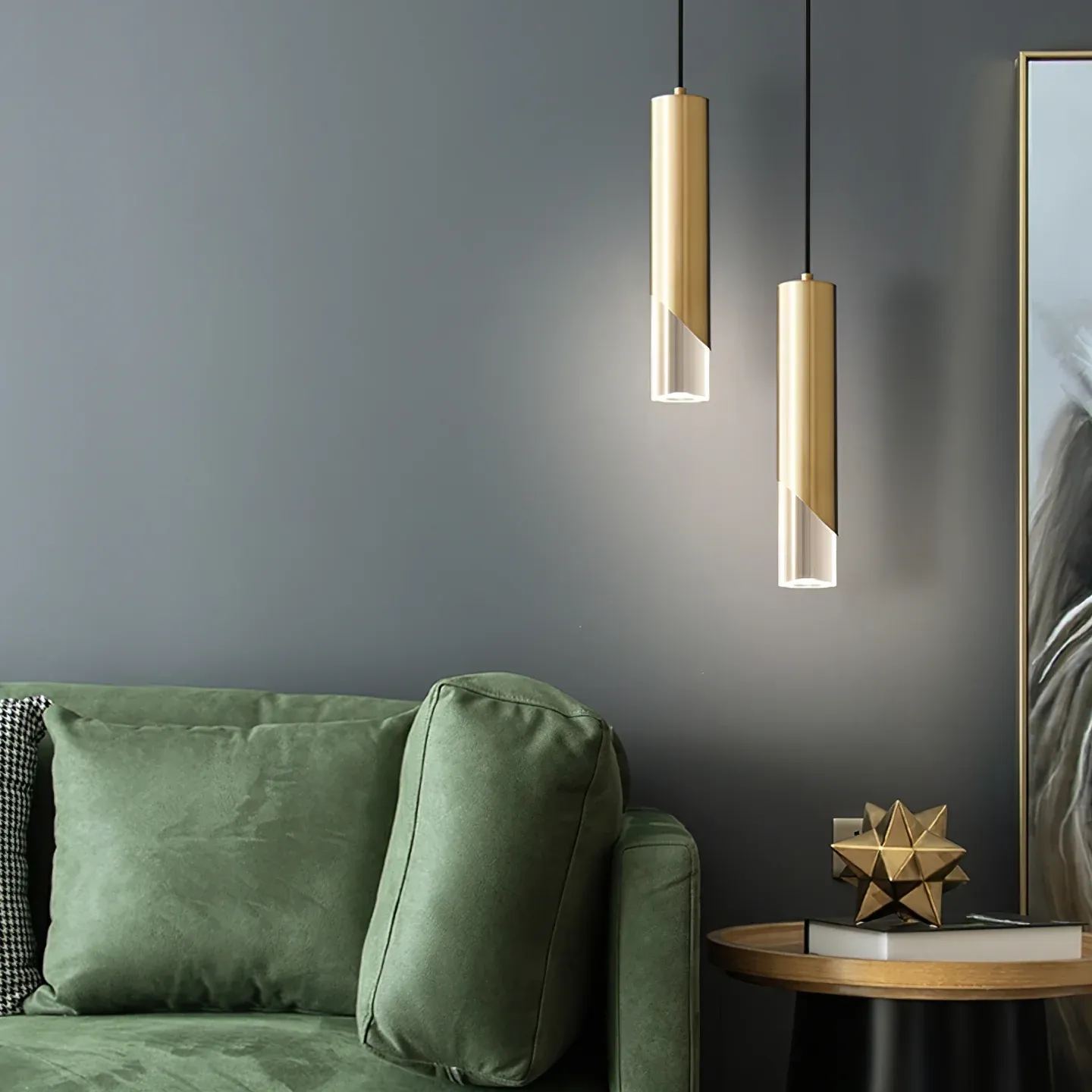 Meza Modern Cylinder Metal Acrylic Pendant Light Bedroom Dining Room