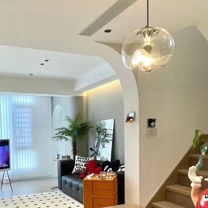 Hailie Modern Round Glass Hanging Pendant Light Shades Dining Room