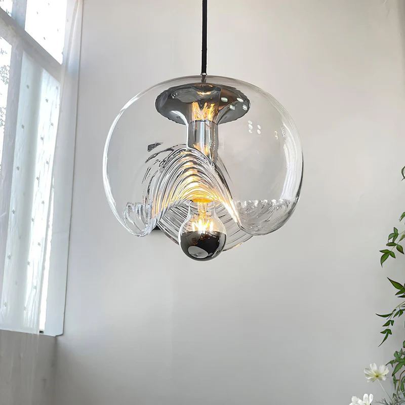 Hailie Modern Round Glass Hanging Pendant Light Shades Dining Room