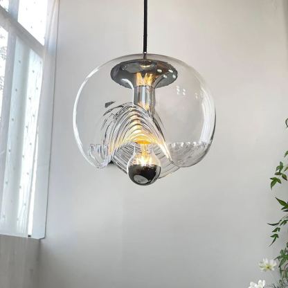 Hailie Modern Round Glass Hanging Pendant Light Shades Dining Room