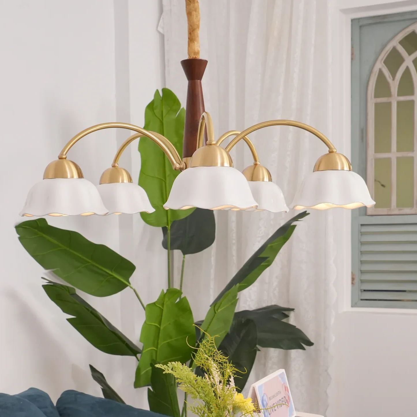 Valentina Vintage Brass Glass Chandelier Shades Living Dining Room