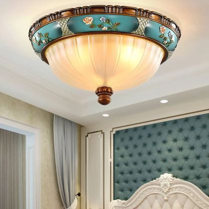 Alessio Vintage Classical Round Glass Ceiling Light Shades Bedroom