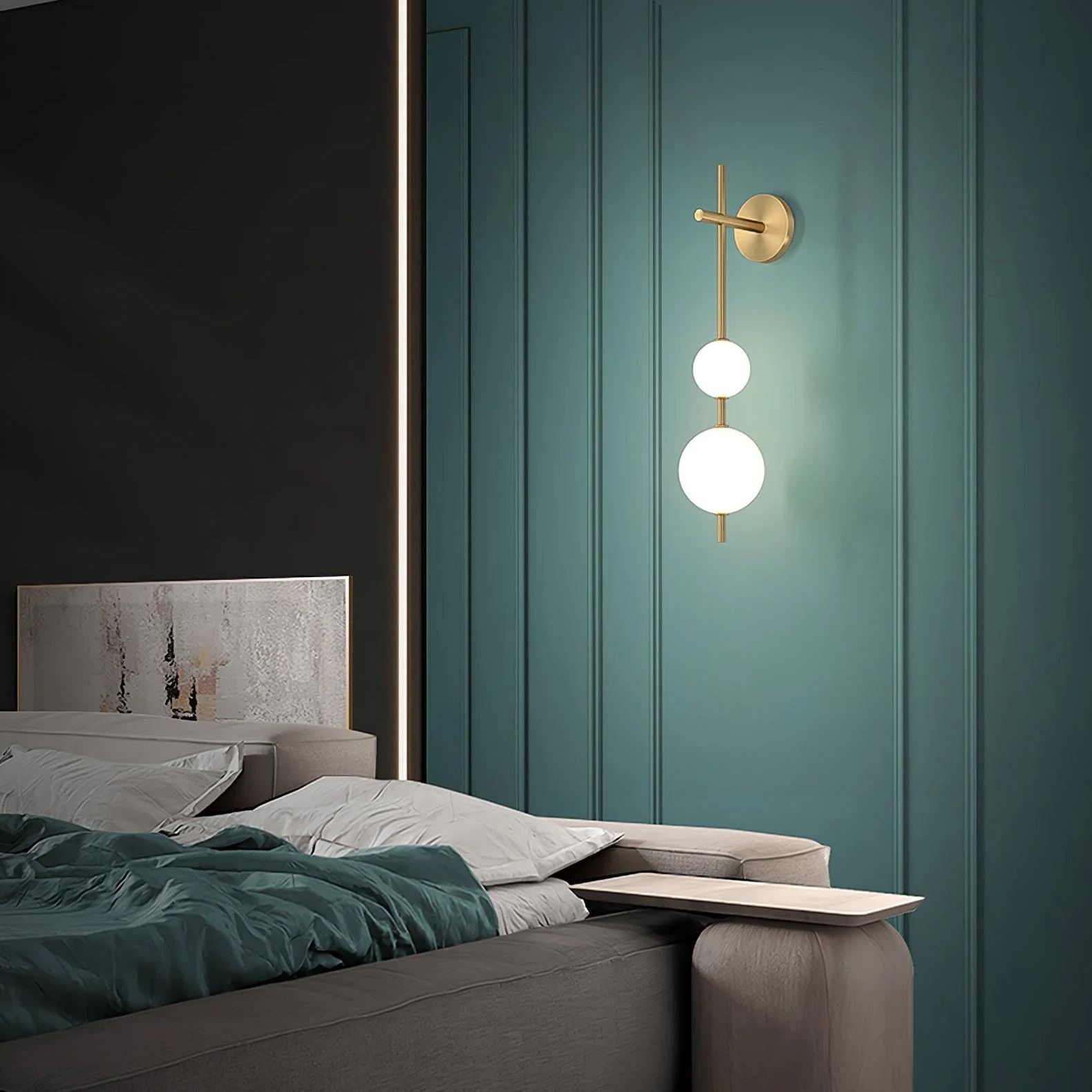 Edge Minimalism Metal Glass Plastic Wall Lamp Bedroom Living Room