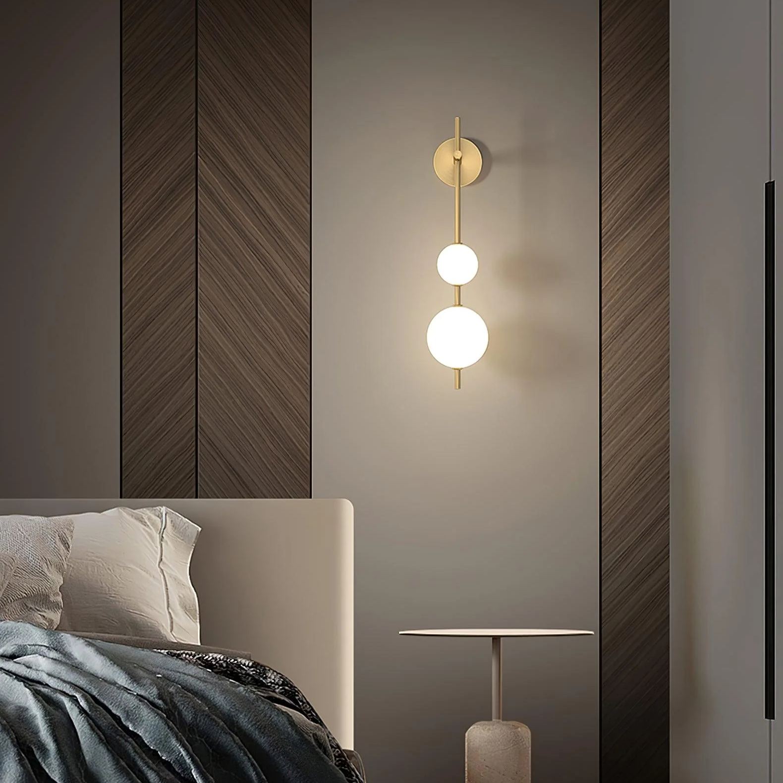Edge Minimalism Metal Glass Plastic Wall Lamp Bedroom Living Room