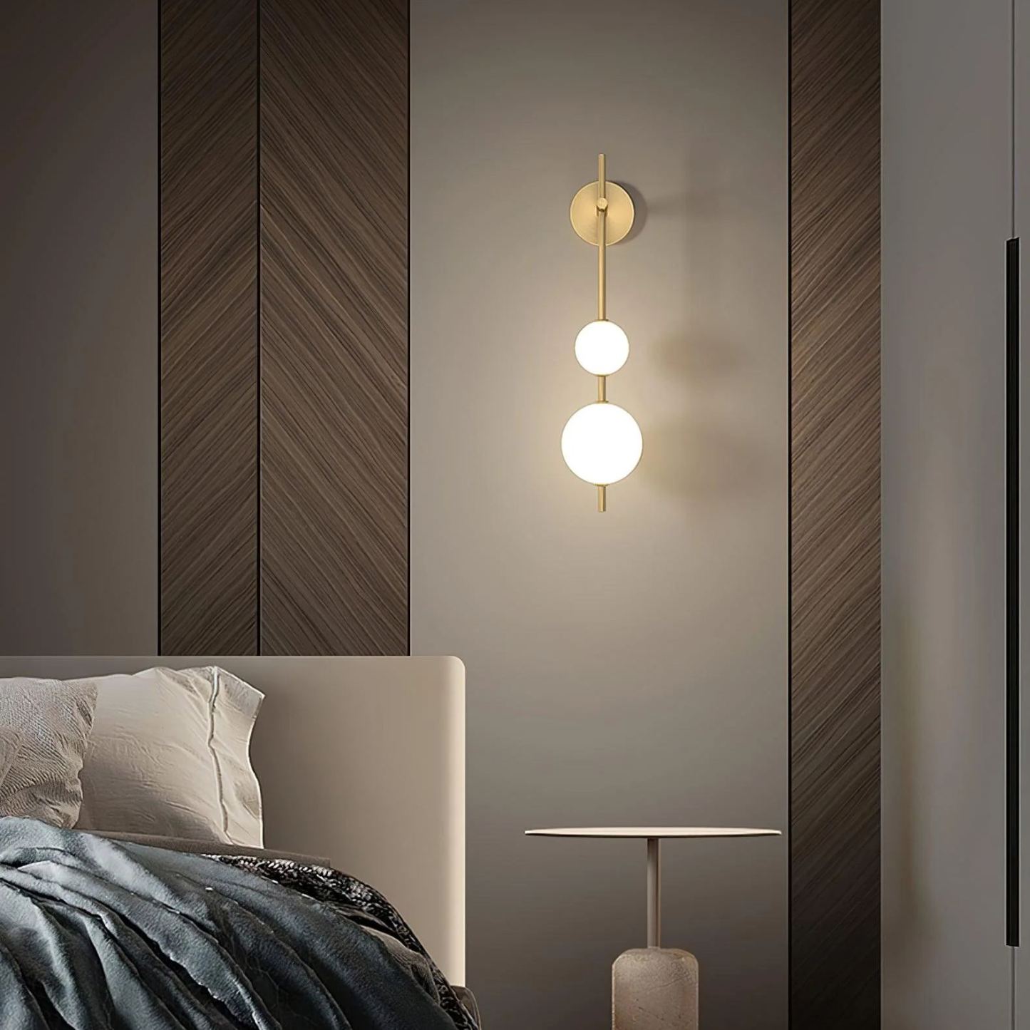 Edge Minimalism Metal Glass Plastic Wall Lamp Bedroom Living Room
