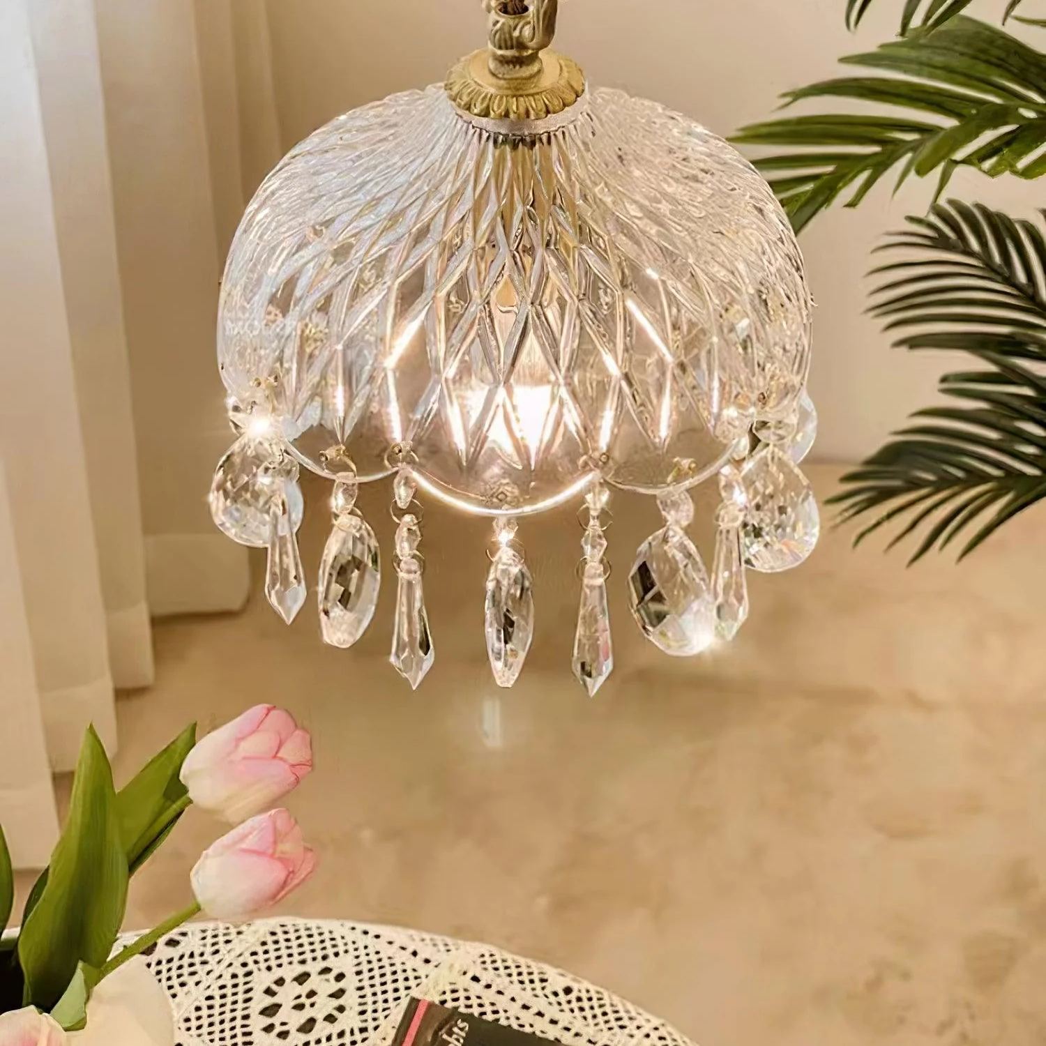 Marilyn Vintage Metal Crystal Glass Pendant Light Bedroom Living Room