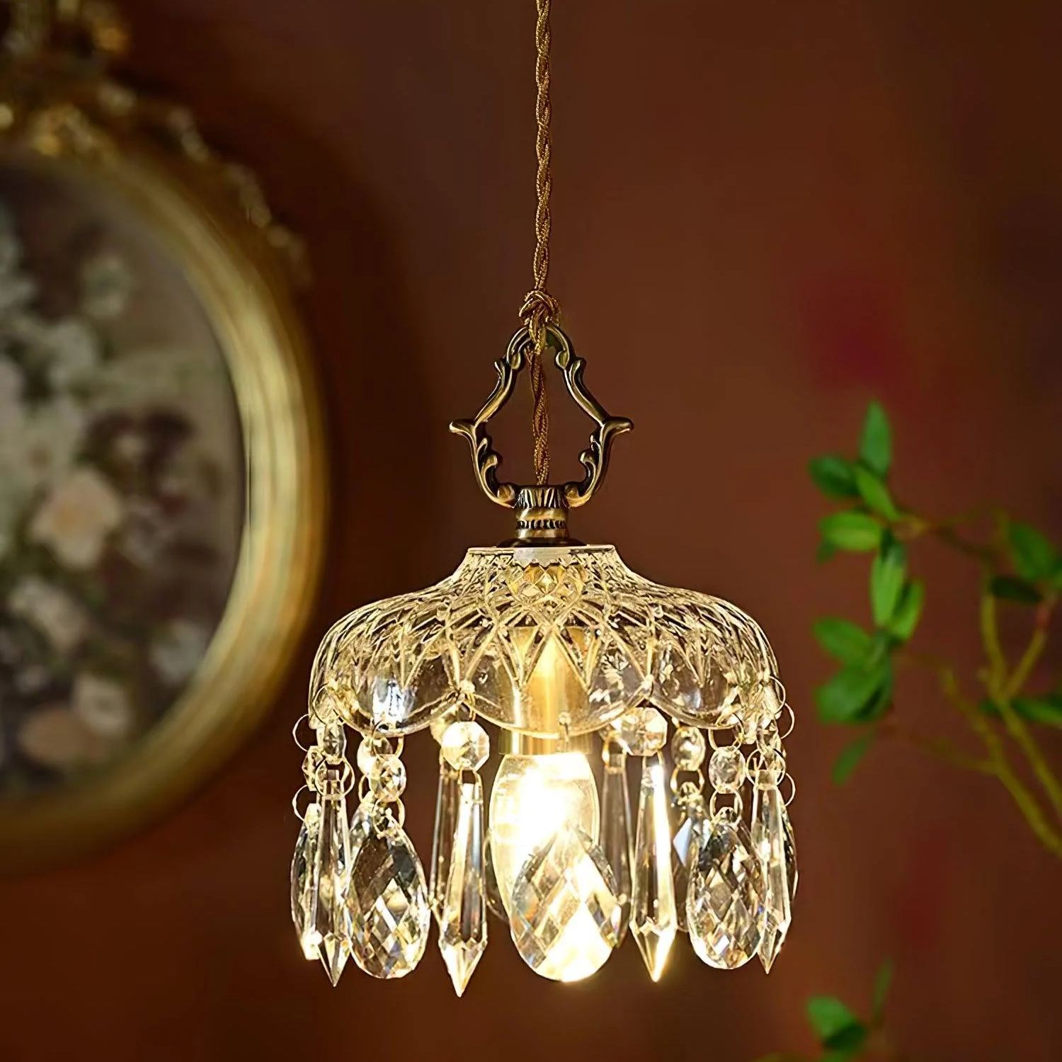 Marilyn Vintage Metal Crystal Glass Pendant Light Bedroom Living Room
