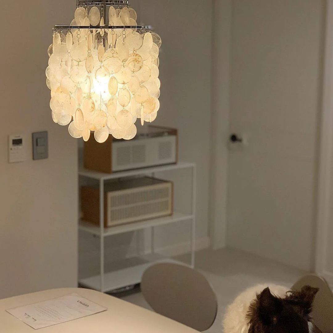 Marilyn Natural Metal Shell Chrome Pendant Light Bedroom Living Room