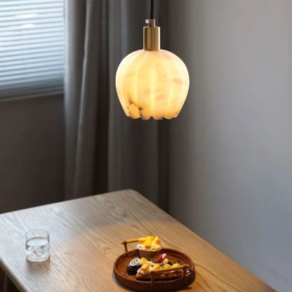 Jade Modern Ronde Bloem Metaal Albast Hanglampen Slaapkamer Eetkamer