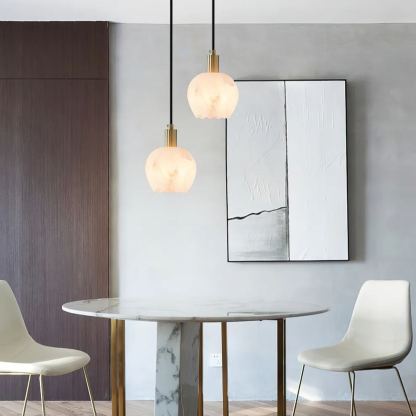 Jade Modern Ronde Bloem Metaal Albast Hanglampen Slaapkamer Eetkamer