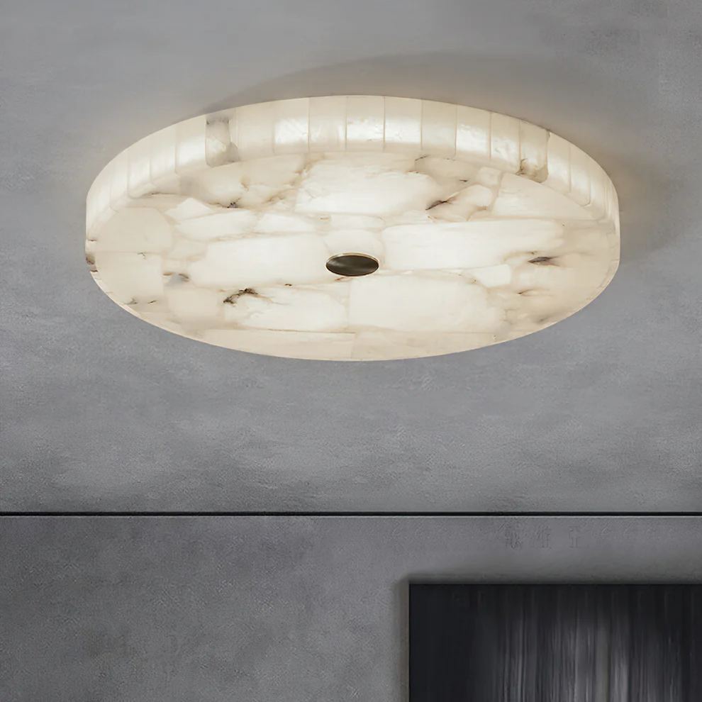Jade Minimalisme LED Ronde Metaal Albast Plafondlamp Slaapkamer Eetkamer