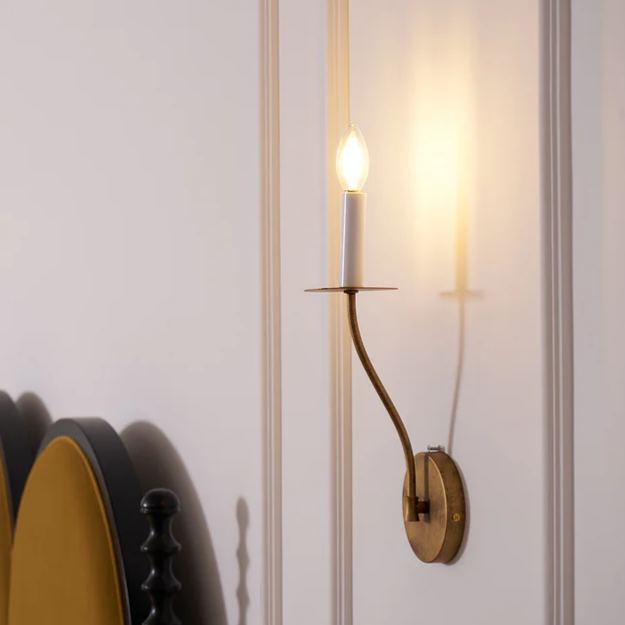 Alessio Vintage Candle Metal Wall Light Fixture Hallway Bedroom Bathroom