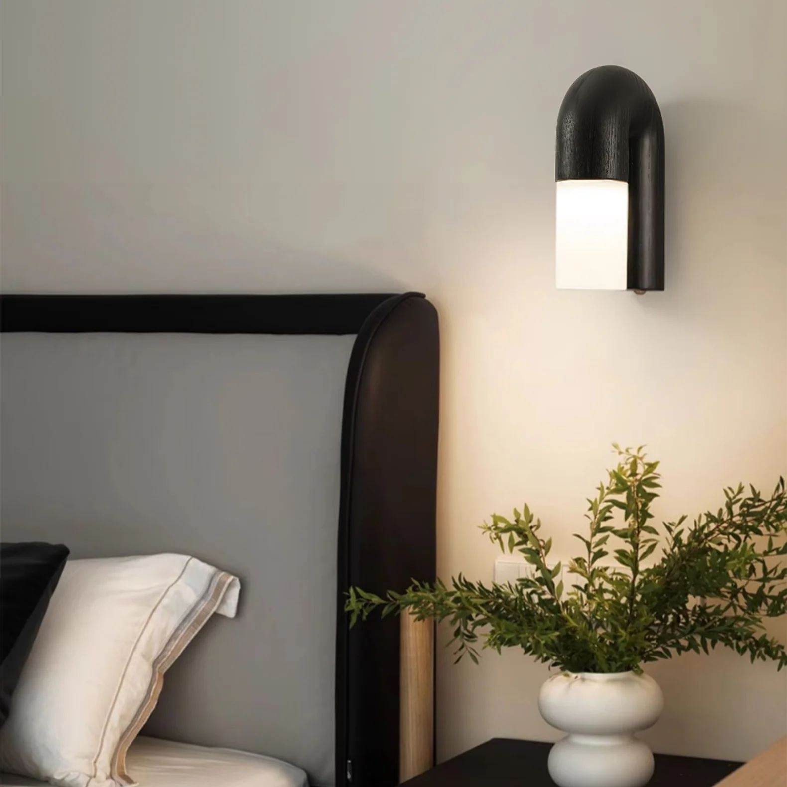 Ozawa Hout Walnoot Zwart Metaal Wandlamp Eetkamer Slaapkamer