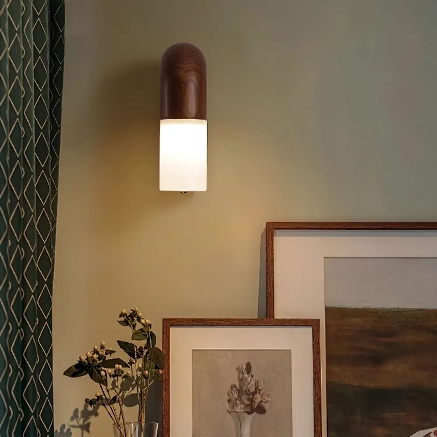Ozawa Hout Walnoot Zwart Metaal Wandlamp Eetkamer Slaapkamer