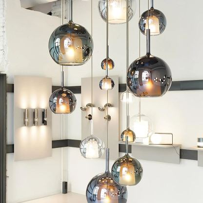Hailie Modern Round Glass Pendant Light Bedroom Living Room