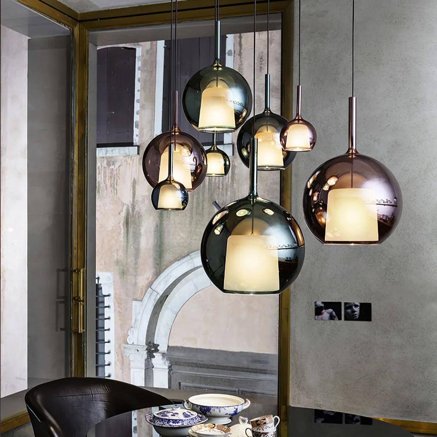 Hailie Modern Round Glass Pendant Light Bedroom Living Room