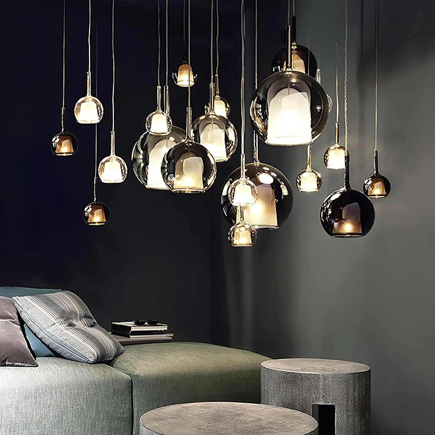 Hailie Modern Round Glass Pendant Light Bedroom Living Room