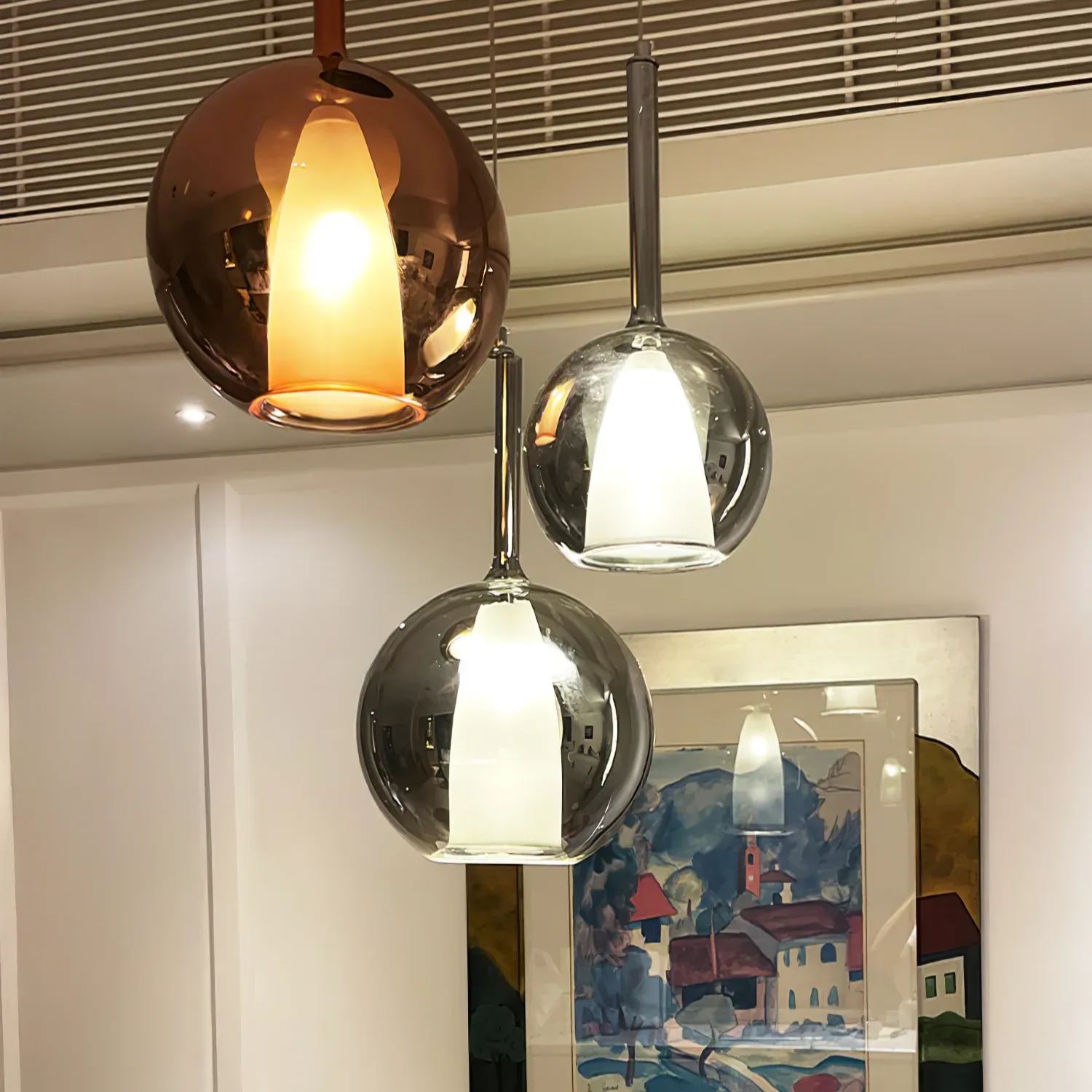 Hailie Modern Round Glass Pendant Light Bedroom Living Room