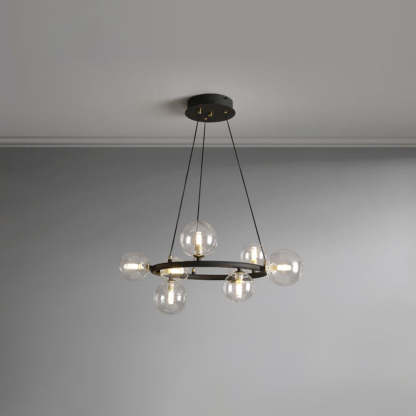 Valentina Moderne Design LED Glazen Bol Ring Kroonluchter Goud/Zwart Woonkamer/Slaapkamer