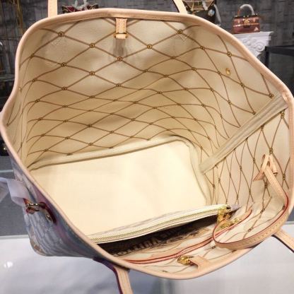 LV Neverfull MM Tote Bag Trompe L&#8217;oeil Print Damier Azur Canvas For Women,  Shoulder Bags 12.6in/32cm LV N41065