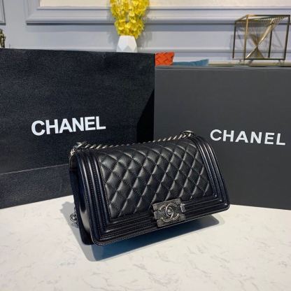 CHL Boy Handbag Silver Hardware Black For Women, Women&#8217;s Bags, Shoulder And Crossbody Bags 9.8in/25cm A67086