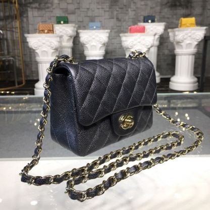 ChanelMini Flap Bag Caviar Black For Women, Women&#8217;s Bags, Shoulder And Crossbody Bags 6.7in/17cm A35200