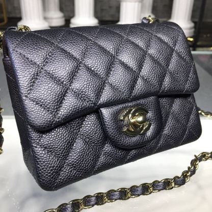ChanelMini Flap Bag Caviar Black For Women, Women&#8217;s Bags, Shoulder And Crossbody Bags 6.7in/17cm A35200